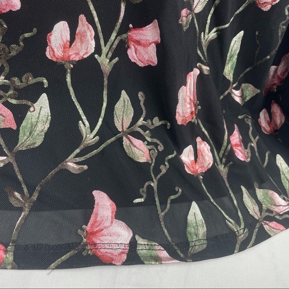 NWT Maree Pour Toi Floral Foil Print Long Sleeve Trapeze Dress Black Size 16 - Picture 10 of 12